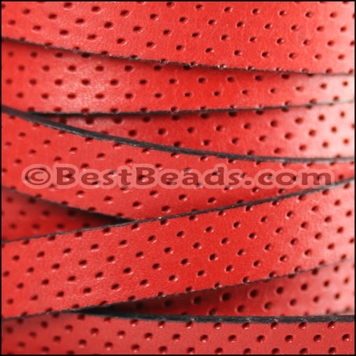 10mm flat BRUCIATO PERFORATED leather RED - meter