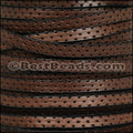 5mm flat BRUCIATO PERFORATED leather BROWN - meter