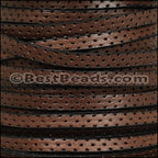 5mm flat BRUCIATO PERFORATED leather BROWN - meter