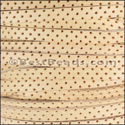 5mm flat BRUCIATO PERFORATED leather NATURAL - meter