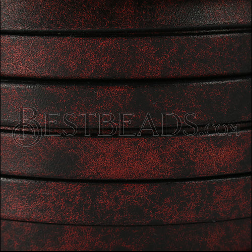 10mm flat RUSTIC leather BURGUNDY - meter