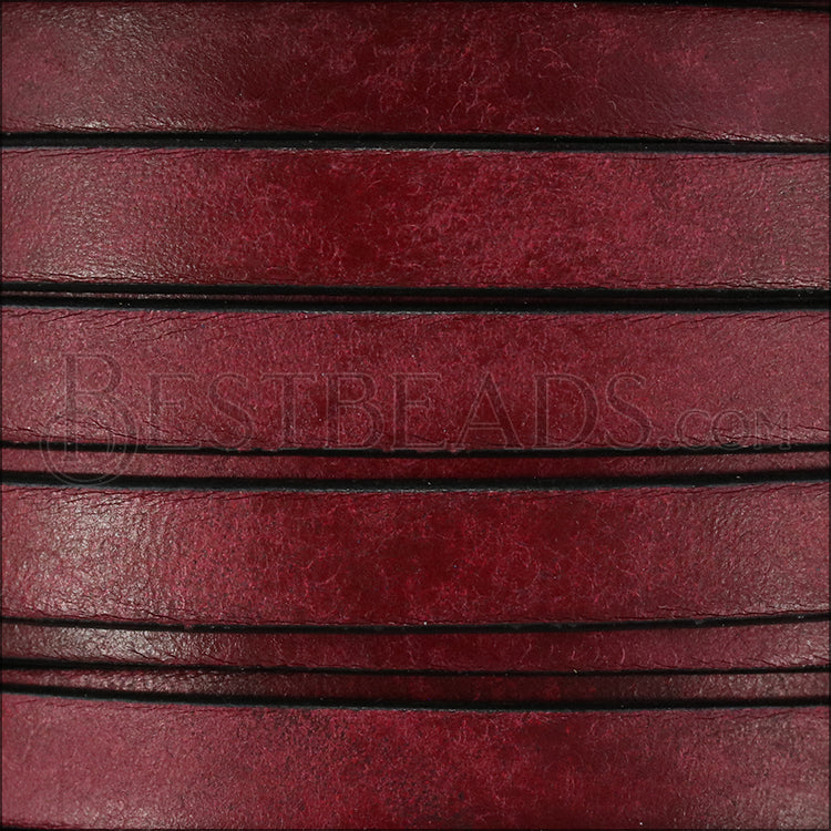 10mm flat RUSTIC leather RED - meter