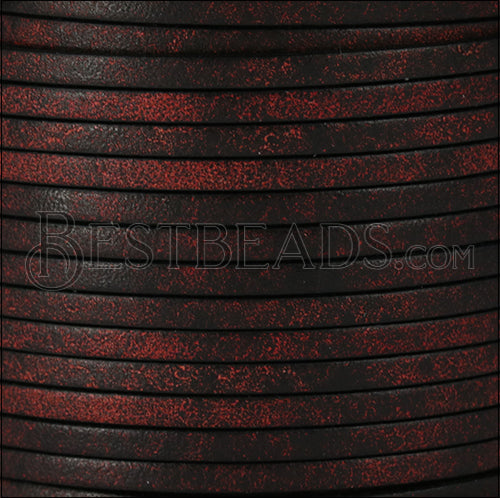 3mm flat RUSTIC leather BURGUNDY - meter