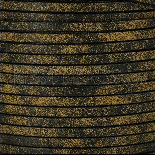 3mm flat RUSTIC leather YELLOW - meter
