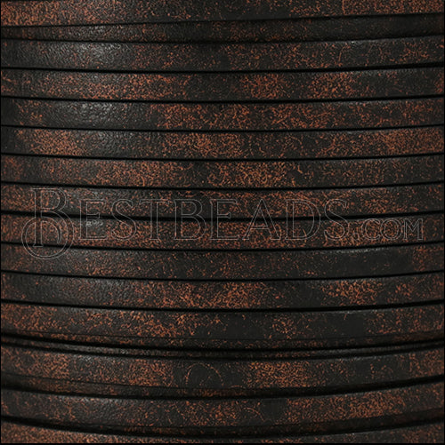 3mm flat RUSTIC leather BROWN - meter