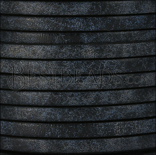 5mm flat RUSTIC leather BLUE - meter
