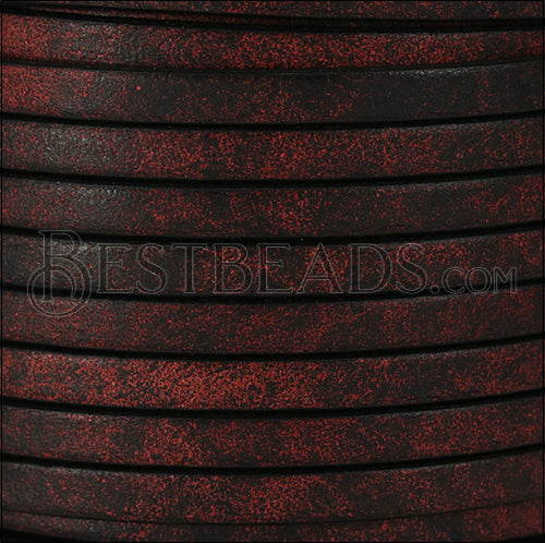 5mm flat RUSTIC leather BURGUNDY - meter