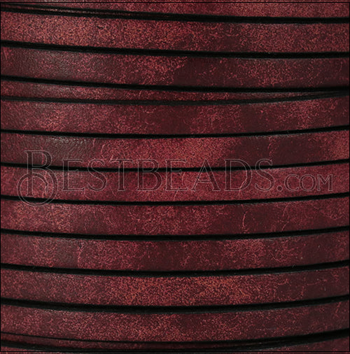 5mm flat RUSTIC leather RED - meter