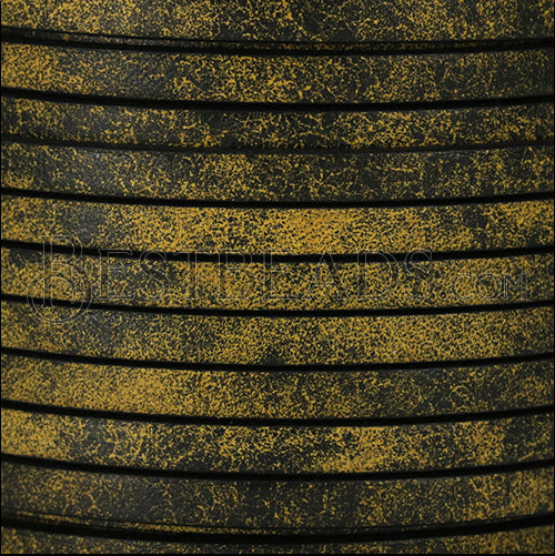 5mm flat RUSTIC leather YELLOW - meter