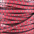 5mm flat STUDDED leather PINK - 1 meter
