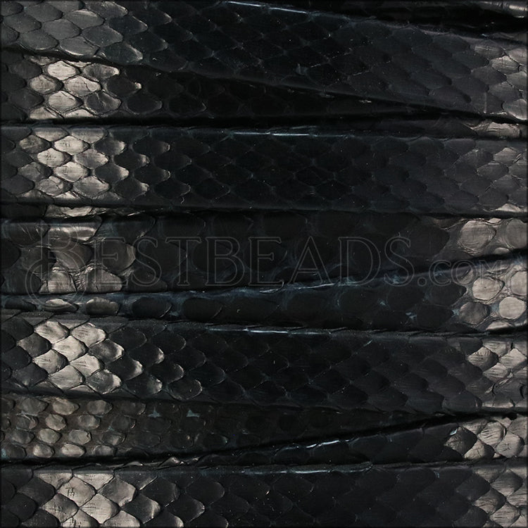 10mm flat PYTHON leather BLACK - meter
