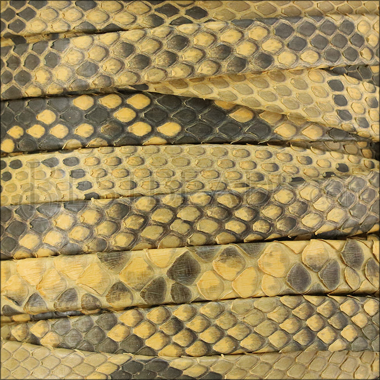 10mm flat PYTHON leather YELLOW - meter