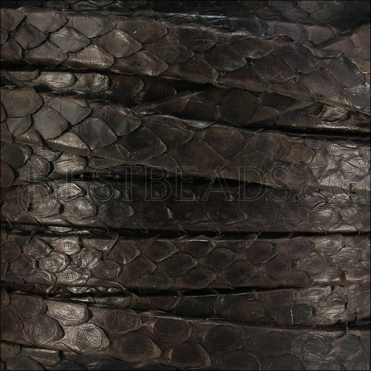10mm flat PYTHON leather DARK BROWN - meter