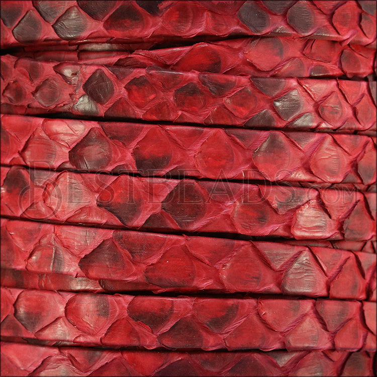 10mm flat PYTHON leather RED - meter