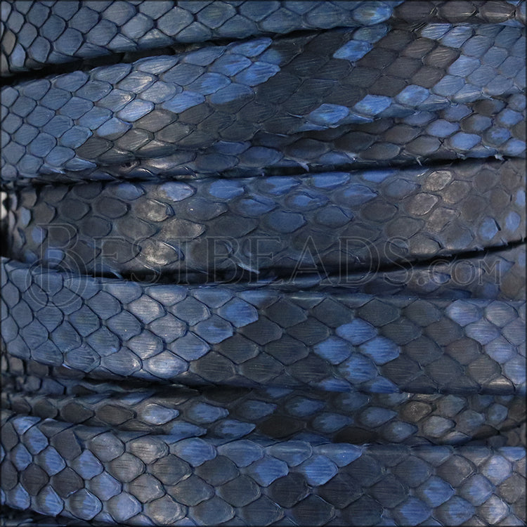 10mm flat PYTHON leather DENIM - meter