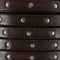 10mm flat STUDDED leather CHOCOLATE - meter