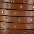 10mm flat STUDDED leather TAN - meter