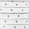 10mm flat STUDDED leather WHITE - meter