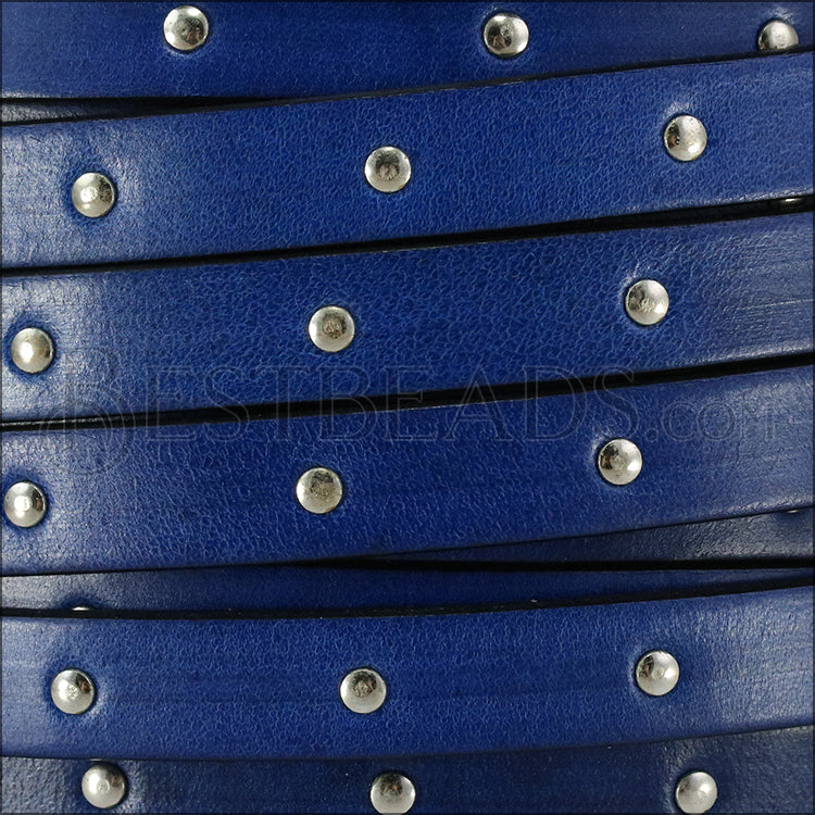 10mm flat STUDDED leather ELECTRIC BLUE - meter