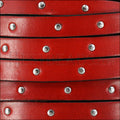 10mm flat STUDDED leather RED - meter