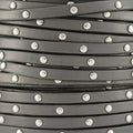 5mm flat STUDDED leather GREY - meter