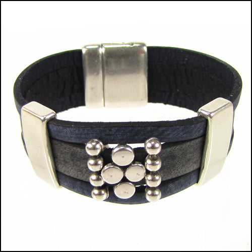 10mm flat VINTAGE leather BLACK - meter