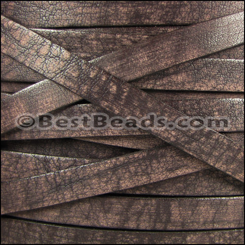 10mm flat VINTAGE leather DARK BROWN - meter