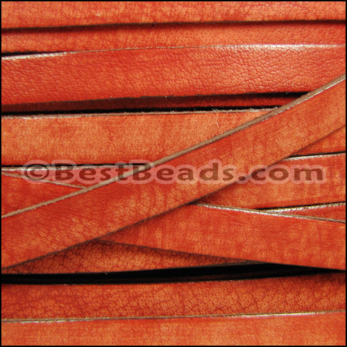 10mm flat VINTAGE leather ORANGE - meter