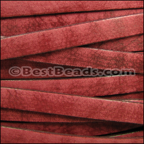 10mm flat VINTAGE leather RED - meter