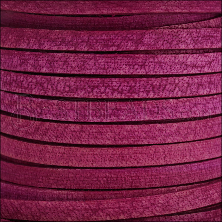 5mm flat VINTAGE leather CERISE - meter