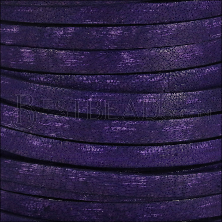 5mm flat VINTAGE leather PURPLE - meter