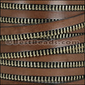 10mm flat ZIPPER leather BROWN - 1 meter