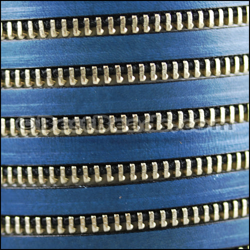 10mm flat ZIPPER leather ROYAL BLUE - 1 meter