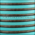 10mm flat ZIPPER leather TURQUOISE - 1 meter
