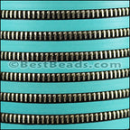 10mm flat ZIPPER leather TURQUOISE - 1 meter