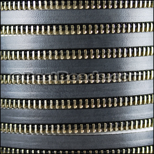 10mm flat ZIPPER leather DARK GREY - 1 meter