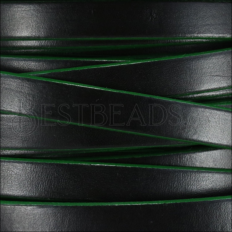10mm flat leather BLACK with GREEN - meter
