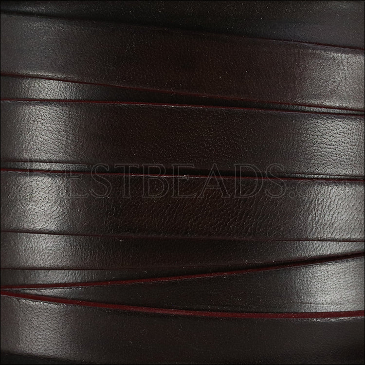 10mm flat leather BROWN with BURGUNDY - meter