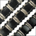 8mm flat ORNATE leather BLACK WITH CORD - meter