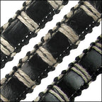 8mm flat ORNATE leather BLACK WITH CORD - meter