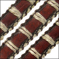8mm flat ORNATE leather MED BROWN WITH CORD - meter