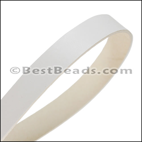 15mm flat leather WHITE - approx. 3 feet