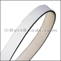 15mm flat leather WHITE with BLACK - approx. 3 feet