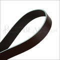 20mm flat leather DARK BROWN with TURQUOISE - approx. 3 feet