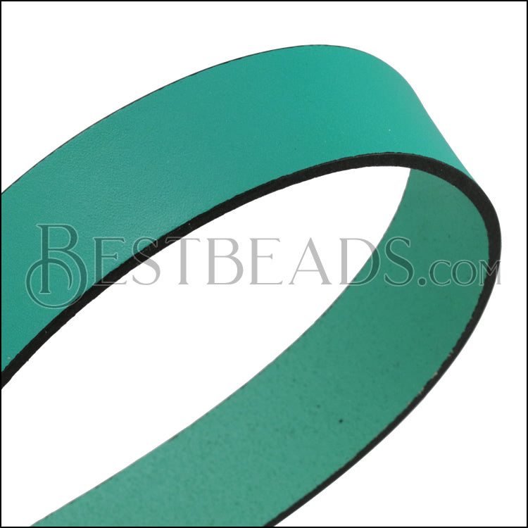 20mm flat leather PASTEL EMERALD GREEN - approx. 3 feet