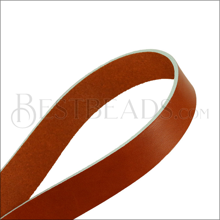 20mm flat leather BROWN with TURQUOISE - approx. 3 feet