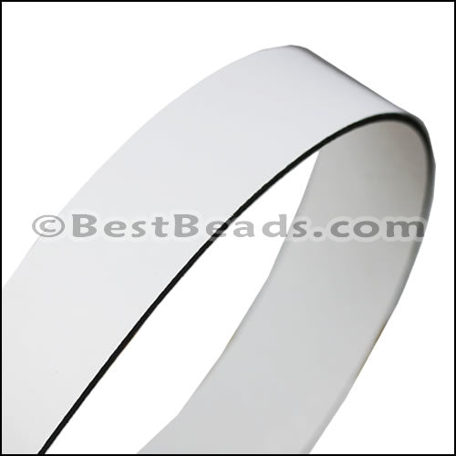 20mm flat leather WHITE with BLACK - approx. 3 feet