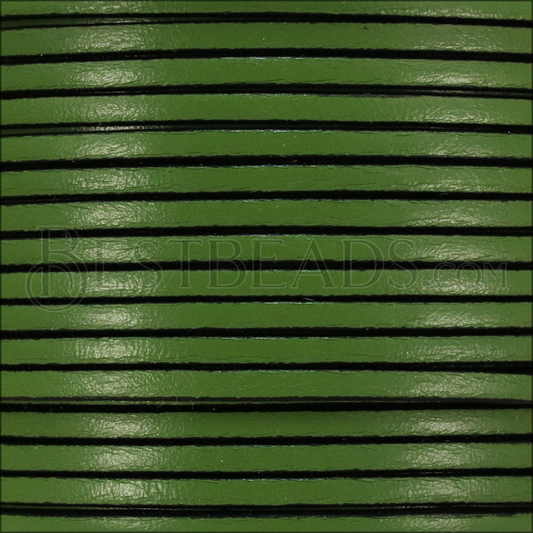 3mm flat leather OLIVE GREEN - meter