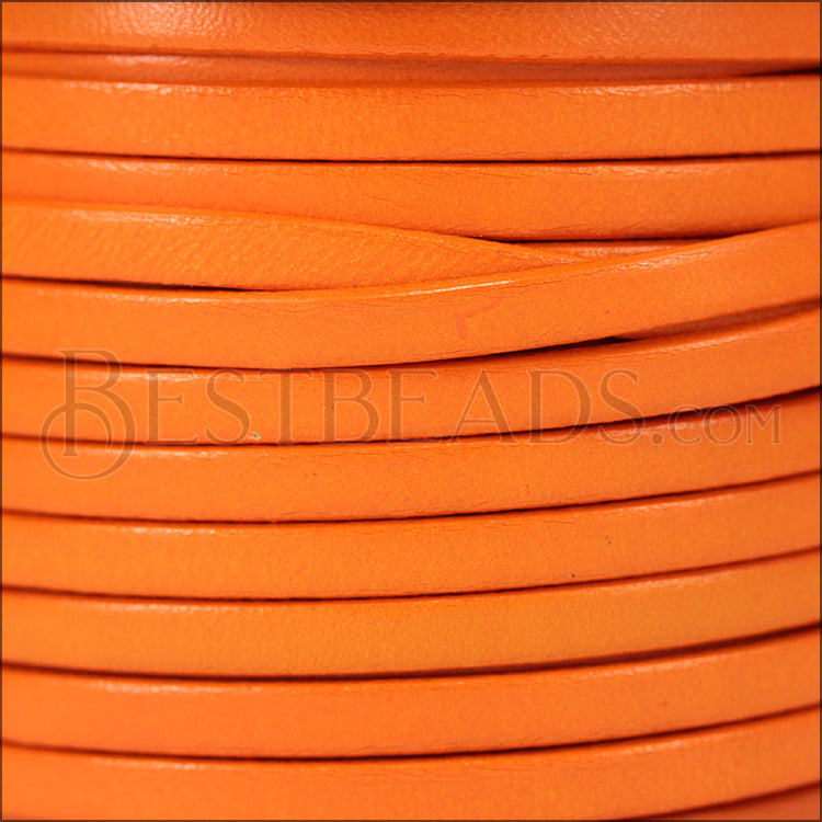 5mm flat leather CANDY TANGERINE - meter