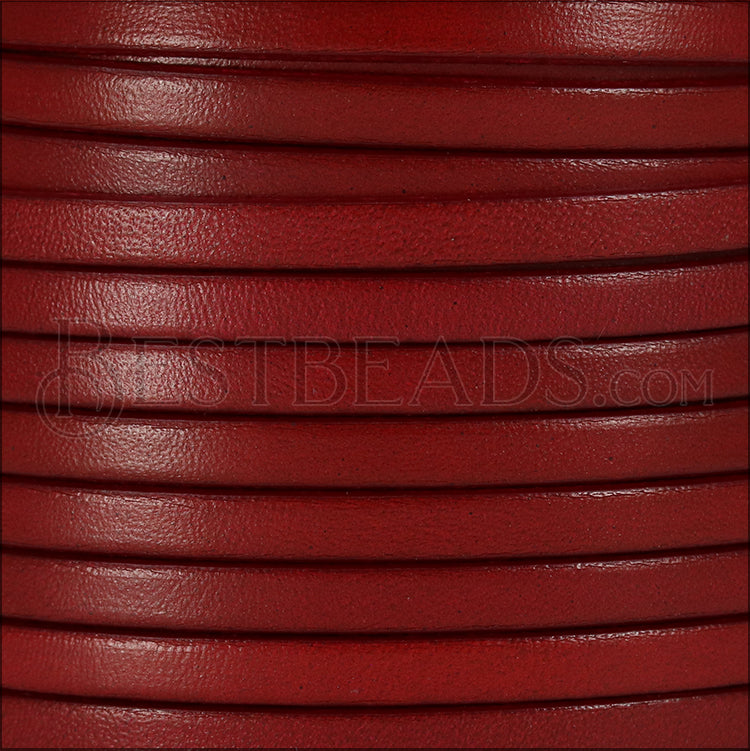 5mm flat leather CANDY RED - meter